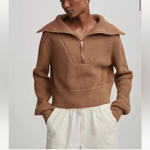 Varley Mentone Half-Zip Knit Pullover in Golden Bronze, Size XS